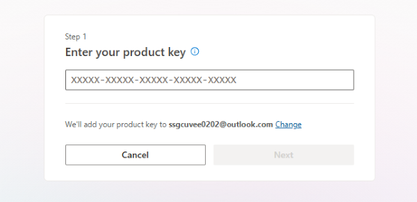 enter the office product key