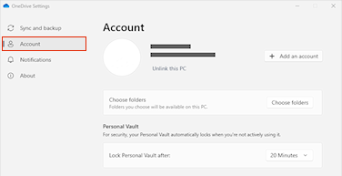 OneDrive-Einstellungen unter Windows: Verknüpfung zu diesem PC aufheben