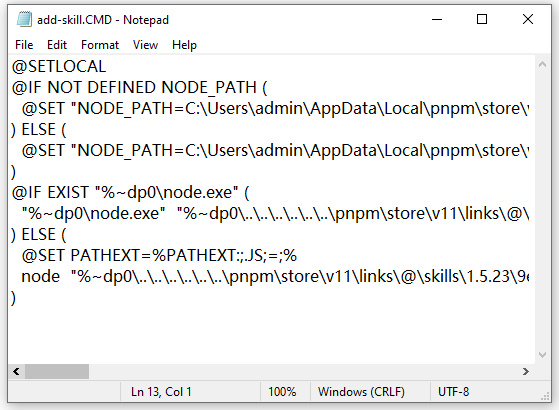 open a cmd file in notepad