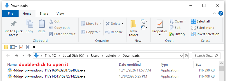 open an exe file