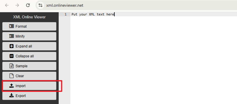 open and read the xml file with online viewer