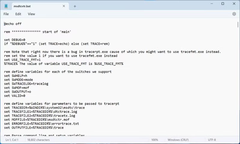 open bat file with notepad