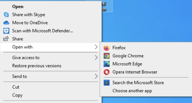 open html on chrome using open with
