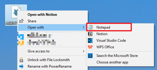 open md file with notepad