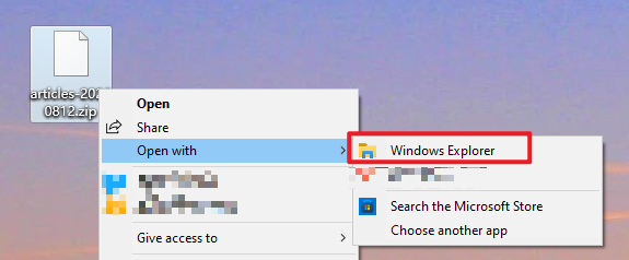 open zip files on windows explorer