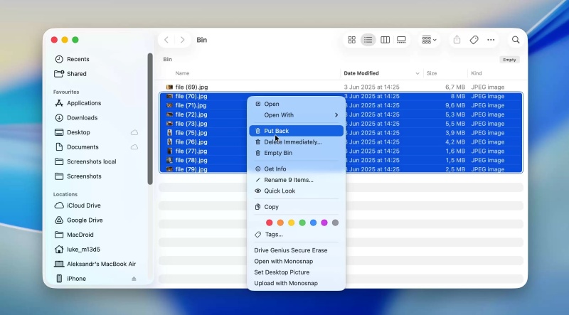 put back files from mac trash