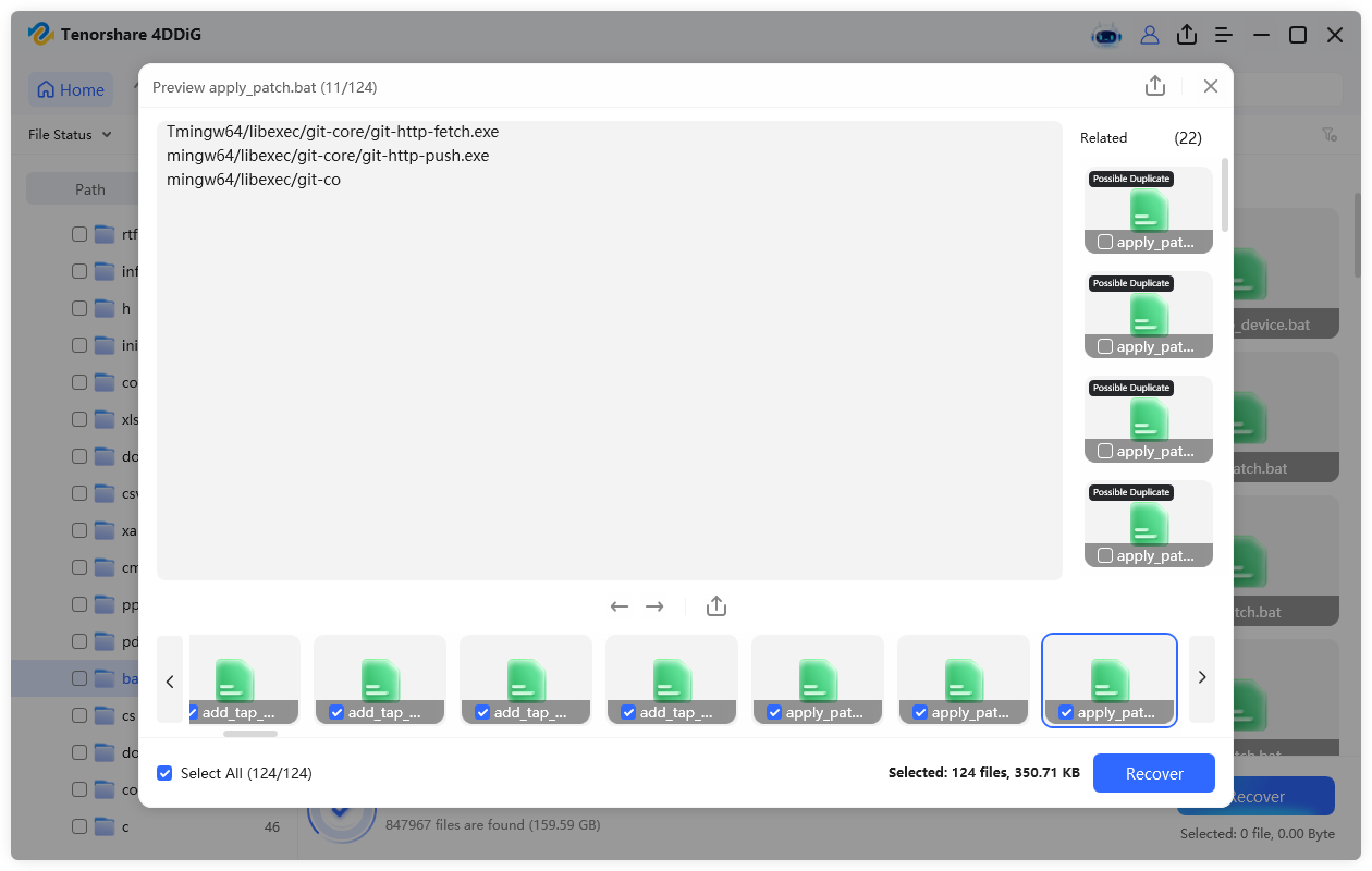 recover bat files with 4ddig