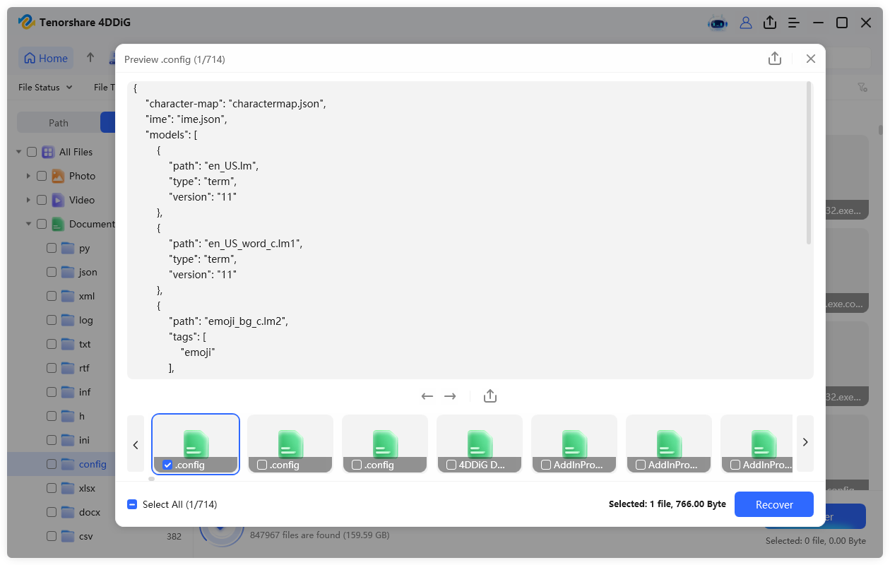 recover config files with 4ddig