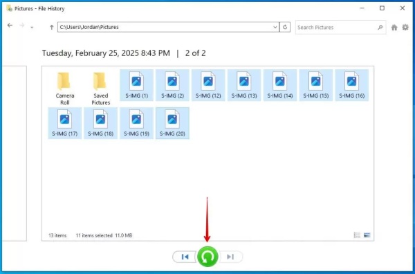 recover files from file history tool
