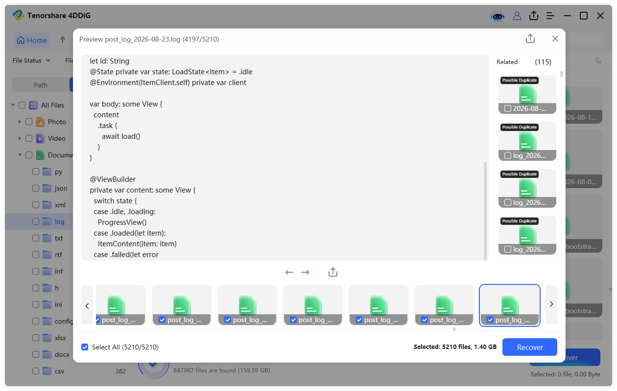recover deleted log files with 4ddig