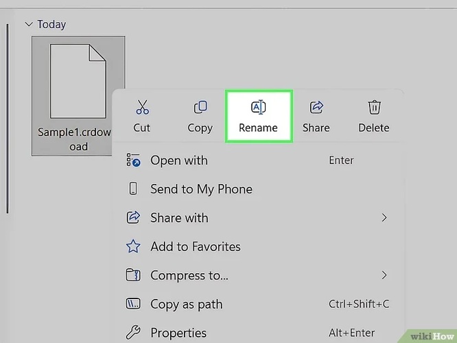 rename the crdownload file to open
