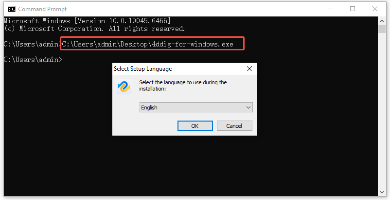 run an exe file using its full path in cmd