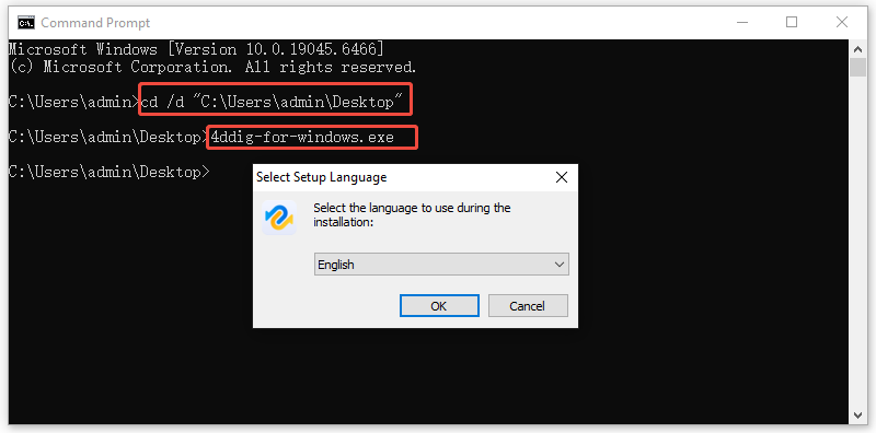 run an exe file from its folder in cmd