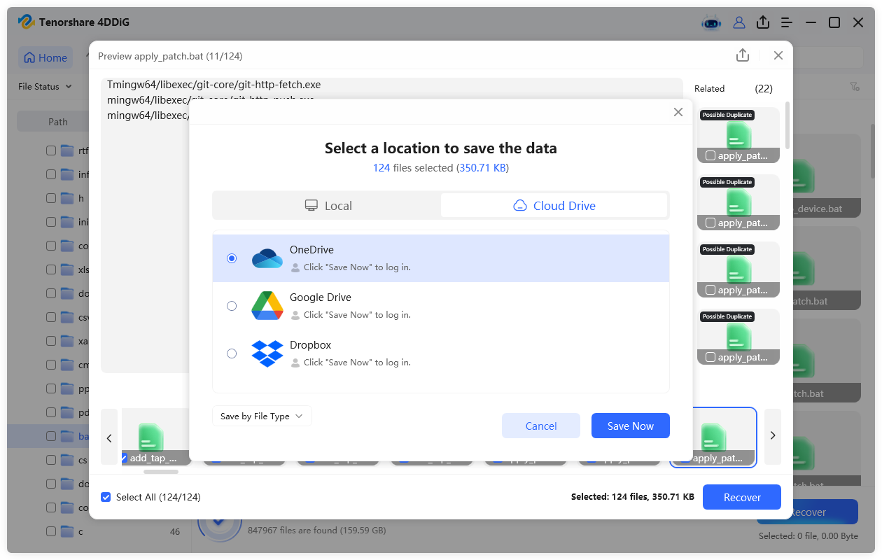 save recovered BAT files