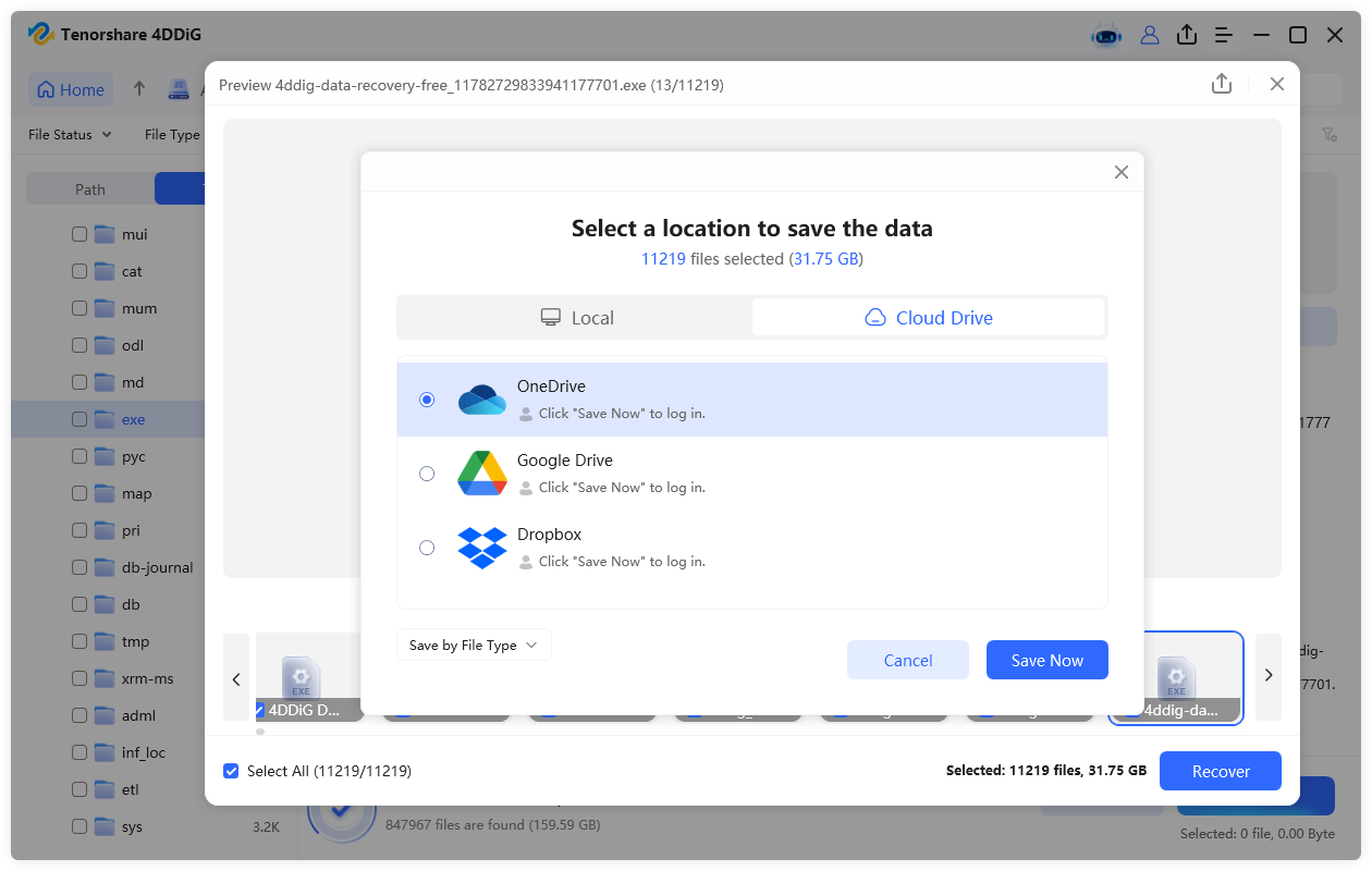 save the recoverable exe files