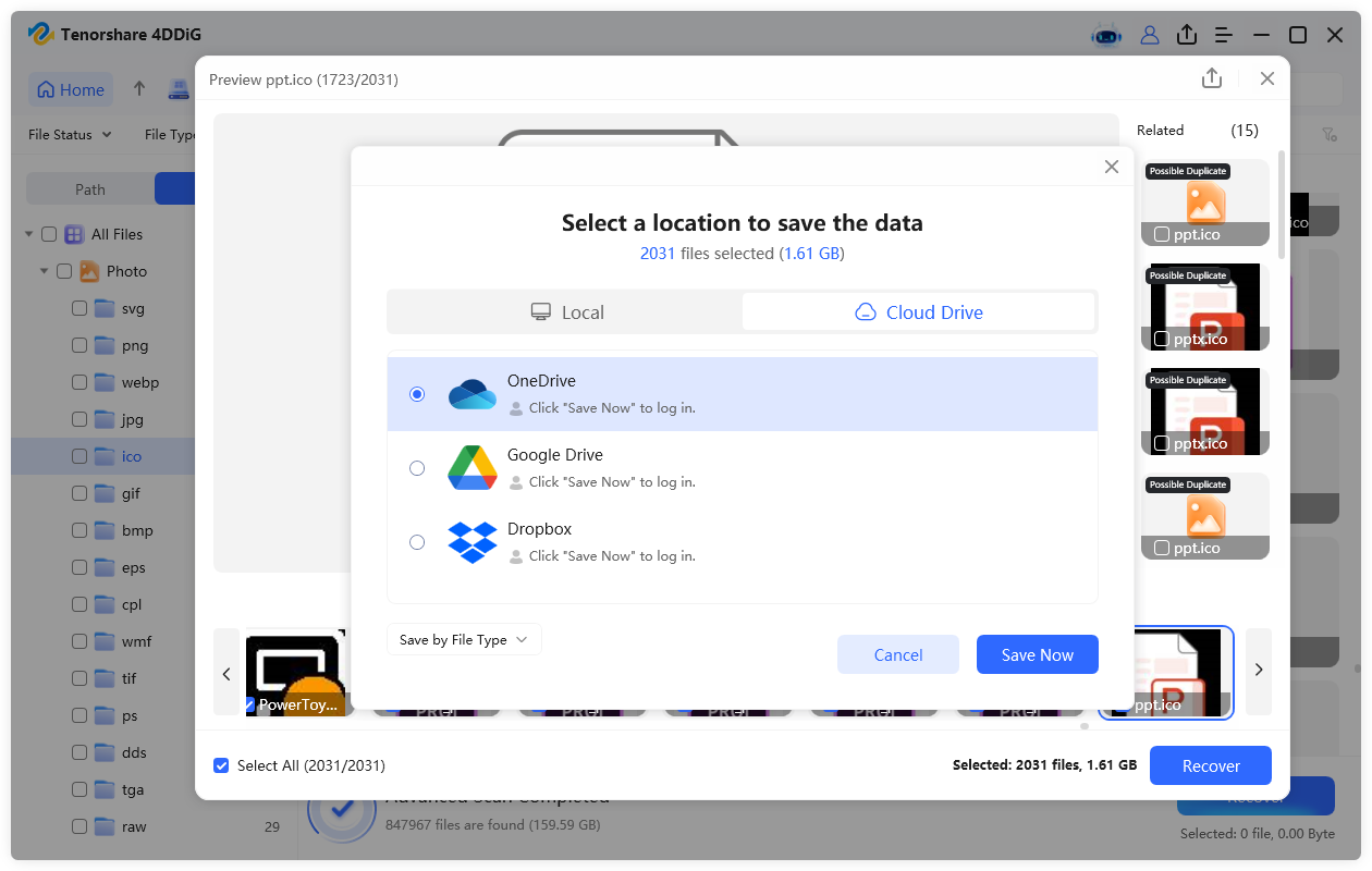 save recovered ico files
