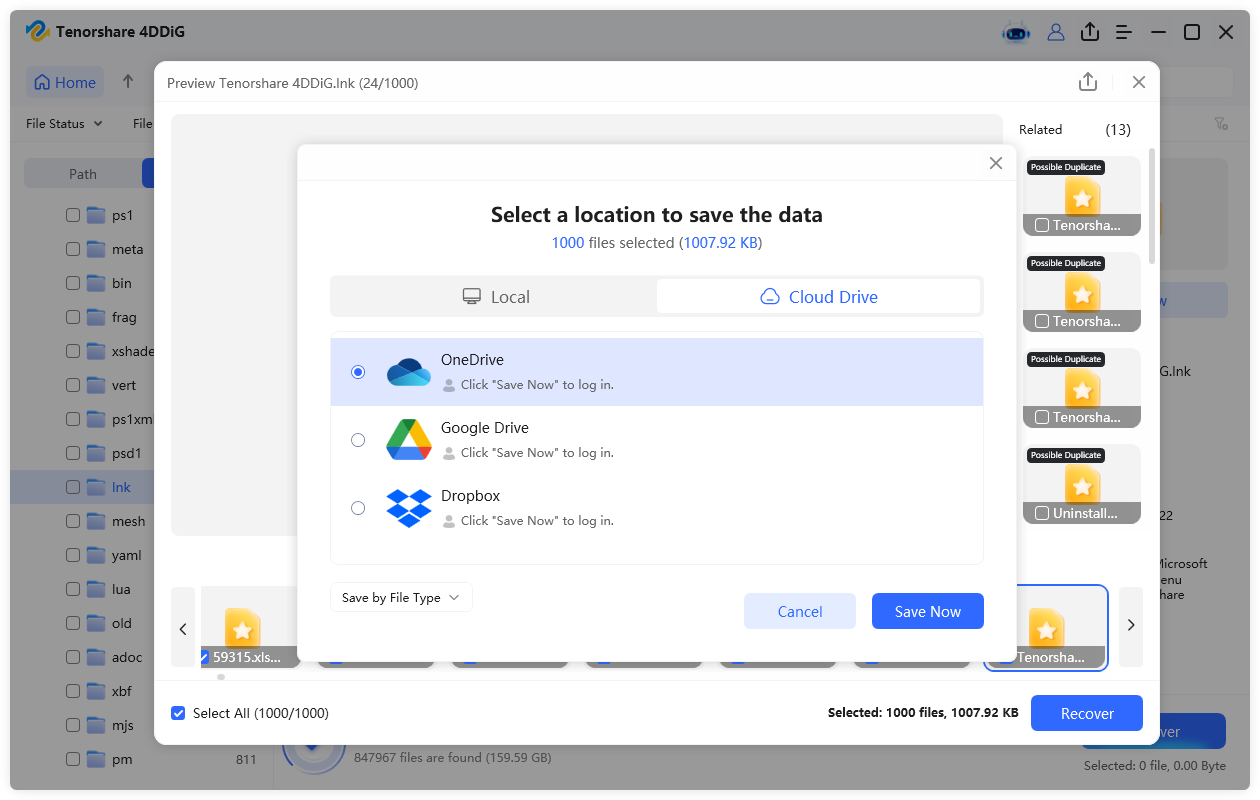 save recovered lnk files