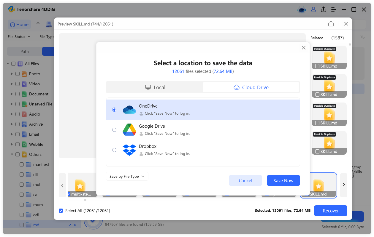 save recovered md files
