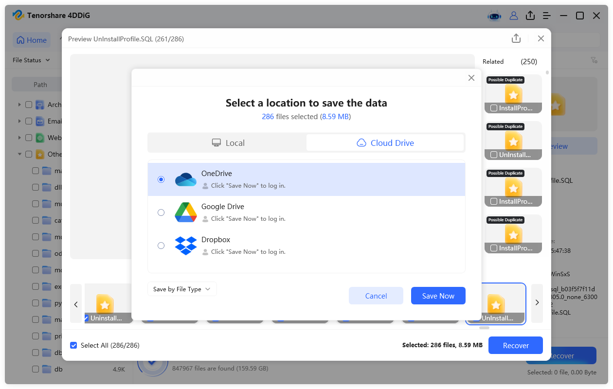 save recovered sql database files