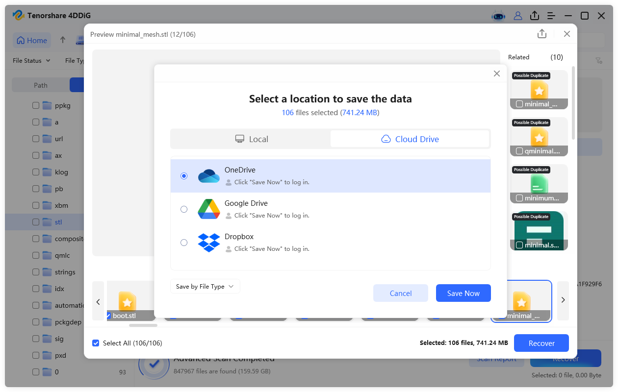 save the recoverable stl files