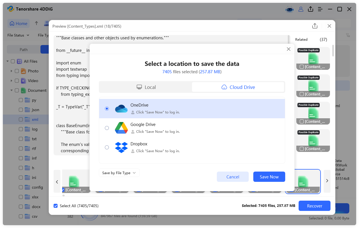 save recovered xml files