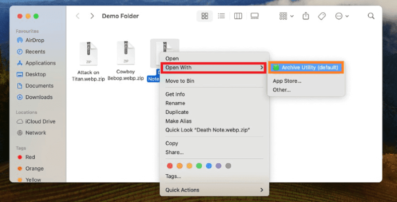 unpack a zip file on mac