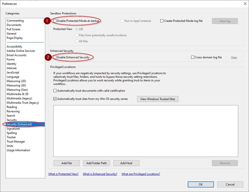 Verbesserte Sicherheit in Acrobat