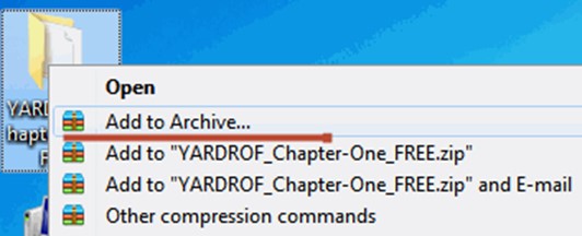Adicione arquivos epub ao arquivo usando 7-zip