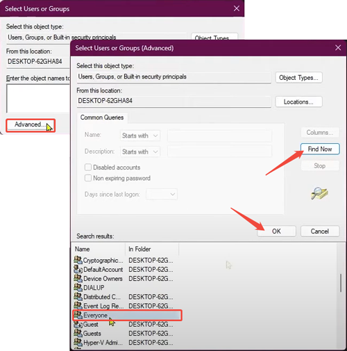 add file excel permissions fro everyone