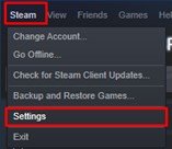 choose settings of the steam