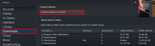 choose steam library folders