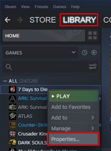 choose properties under library