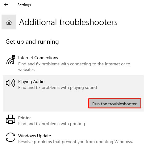 exécuter le Dépanneur audio pour résoudre le problème de pas de son sur mon pc-2