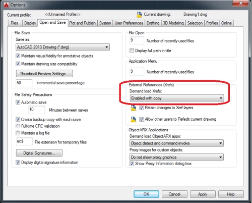 autocad external references enabled with copy