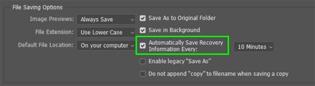 automatically save recovery information