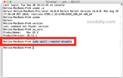 désactiver gatekeeper