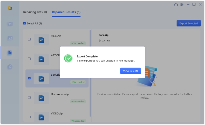 repair corrupted zip files using 4ddig file repair- step 4