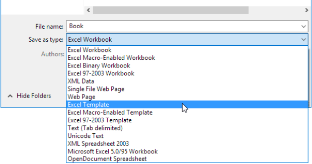 save excel file as excel template