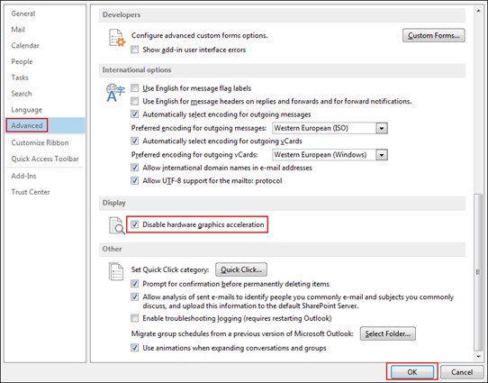 disable hardware graphics acceleration in excel