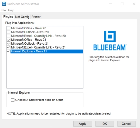 disable plugins in bluebeam administrator