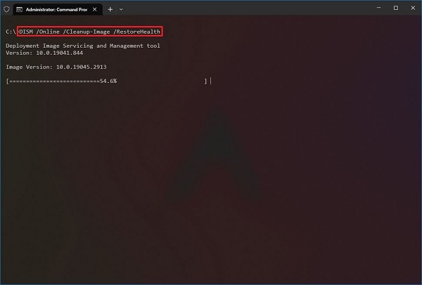 run dism to repair windows 10 system files - restorehealth