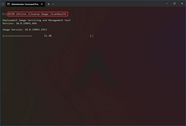 run dism to repair windows 10 system files - scanhealth