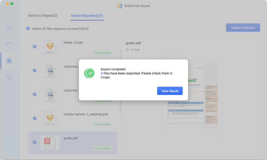 export repaired psd files
