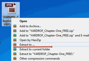 Extraia o arquivo epub usando 7-zip