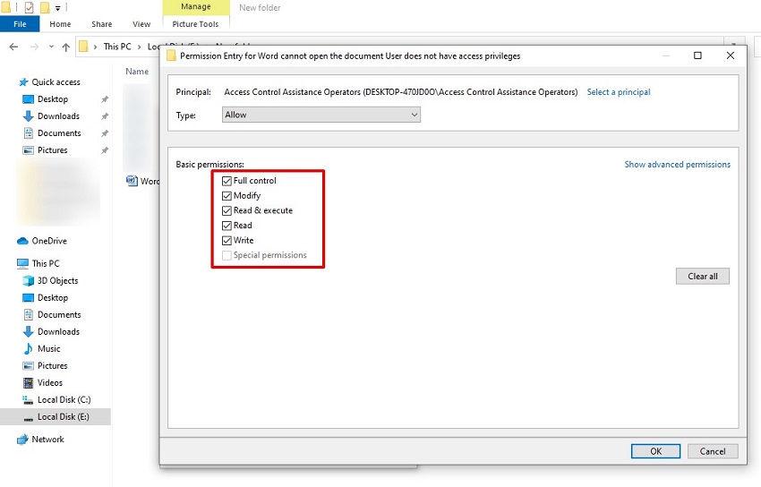 control total del documento