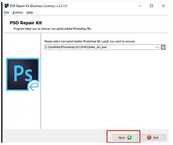 load corrupt photoshop files to psd repair kit online