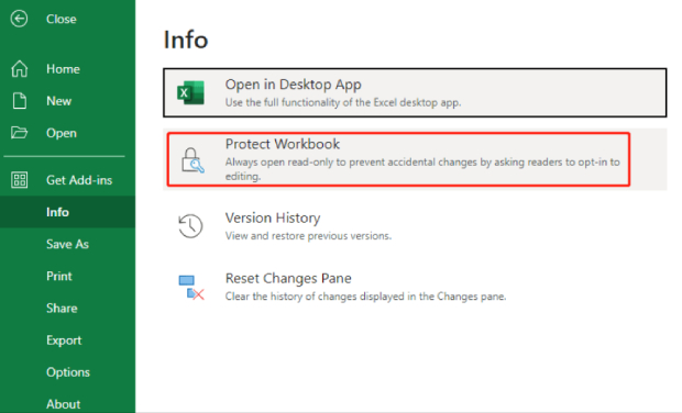 tornar um arquivo do excel somente leitura