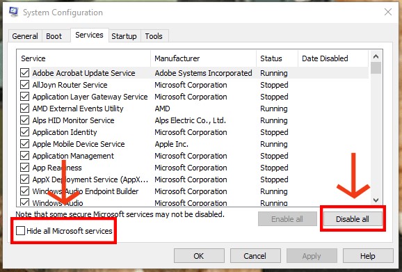 perform-a-clean-boot to fix windows cannot complete the extraction-2