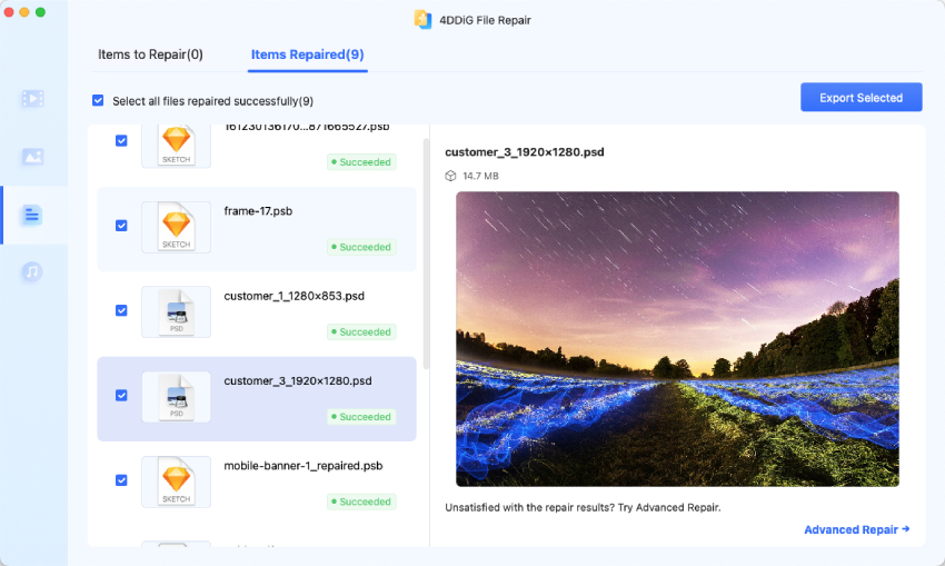 preview repaired psd files