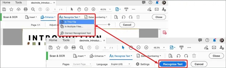 recognize text acrobat
